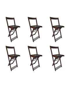 Kit 6 Cadeiras Bistro Alta Dobravél Cor Imbuia