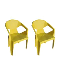 Kit 2 Cadeira New Alegra 3D Amarelo