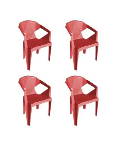 Kit 4 Cadeira New Alegra 3D Vermelho