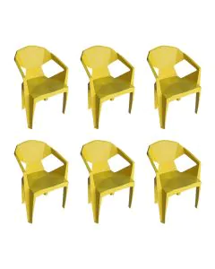 Kit 6 Cadeira New Alegra 3D Amarelo