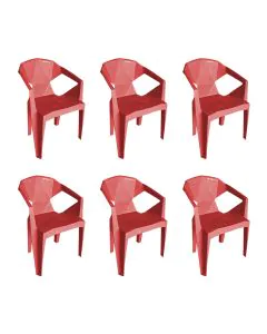 Kit 6 Cadeira New Alegra 3D Vermelho