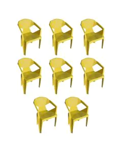 Kit 8 Cadeira New Alegra 3D Amarelo