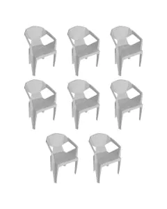 Kit 8 Cadeira New Alegra 3D Branco