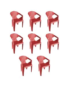 Kit 8 Cadeira New Alegra 3D Vermelho